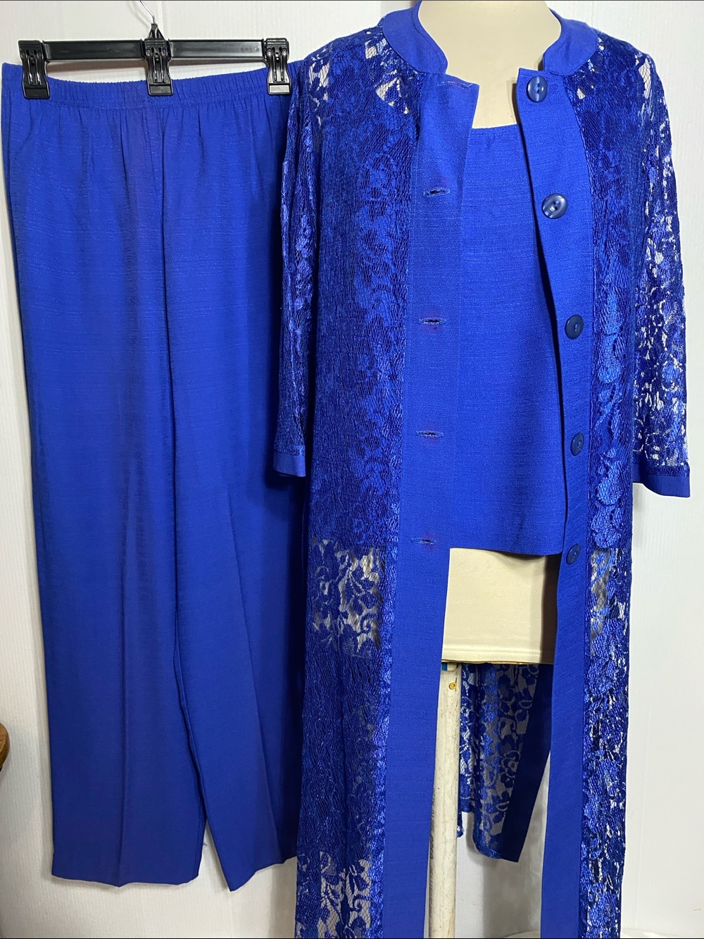 Royal Blue Lace Overlay 3-Piece Set